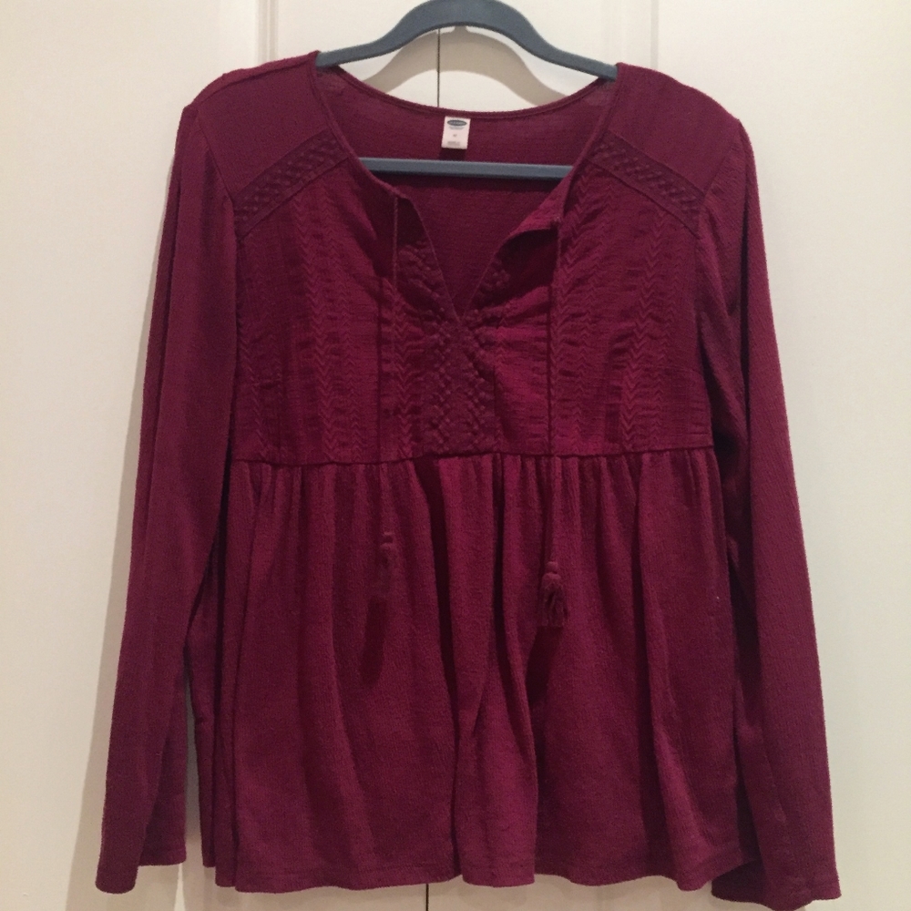 Long sleeve fuschia peasant blouse